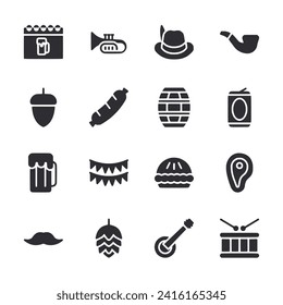 Oktoberfest icon set isolated on white