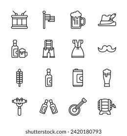 Oktoberfest icon set isolated on white