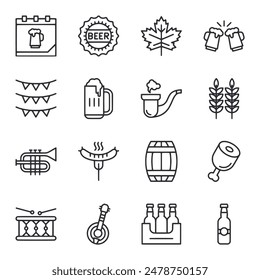 Conjunto de iconos de Oktoberfest Ilustración vectorial