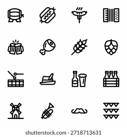 Conjunto de iconos de Oktoberfest Ilustración vectorial