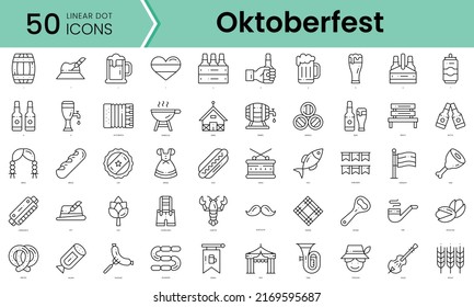 oktoberfest Icons bundle. Linear dot style Icons. Vector illustration