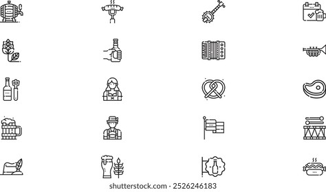 Oktoberfest icons High-Quality Vector Icons Collection with Editable Stroke. Ideal for Professional and Creative Projects.