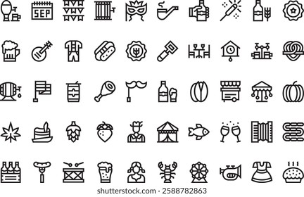 Oktoberfest icons High-Quality Vector Icons Collection with Editable Stroke. Ideal for Professional and Creative Projects.