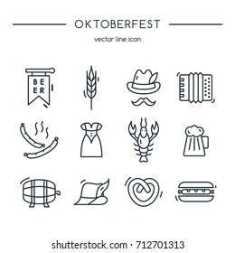 Oktoberfest icons line set. Vector illustration.