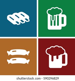 oktoberfest icons set. Set of 4 oktoberfest filled icons such as sausage, beer mug