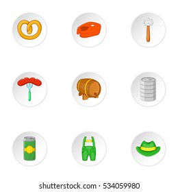 Oktoberfest icons set. Cartoon illustration of 9 Oktoberfest vector icons for web