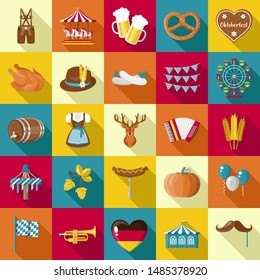 Oktoberfest Icons Set Flat Design