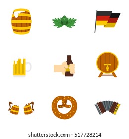 Oktoberfest icons set. Flat illustration of 9 oktoberfest vector icons for web