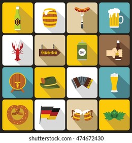 Oktoberfest icons set in flat style. Germany fest set collection. vector illustration