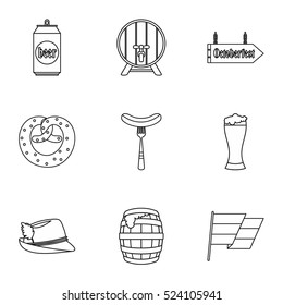 Oktoberfest icons set. Outline illustration of 9 oktoberfest vector icons for web