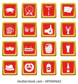 Oktoberfest icons set in red color isolated vector illustration for web and any design