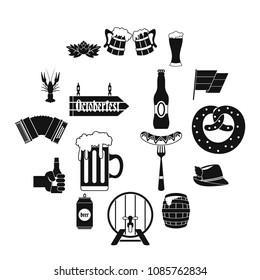 Oktoberfest icons set in simple style. set collection vector illustration