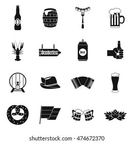 Oktoberfest icons set in simple style. set collection vector illustration