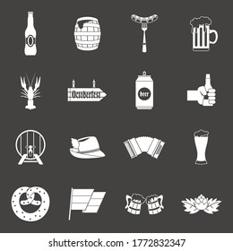 Oktoberfest icons set vector white isolated on grey background