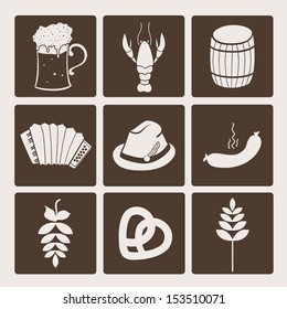 Oktoberfest icons, vector set illustration