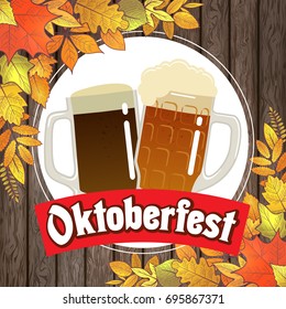 Oktoberfest illustration for the German autumn beer festival. Vector