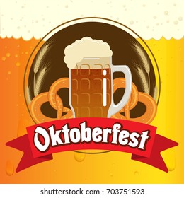 Oktoberfest illustration for the German autumn beer festival. Vector