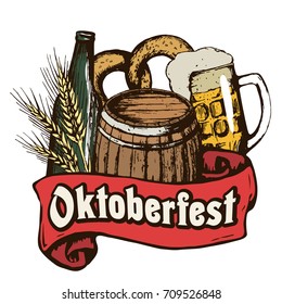 Oktoberfest illustration for the German autumn beer festival. Vector