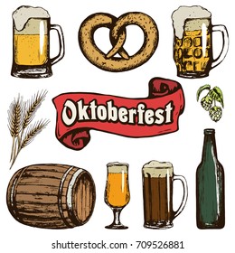 Oktoberfest illustration for the German autumn beer festival. Vector