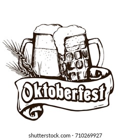 Oktoberfest illustration for the German autumn beer festival. Vector