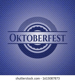 Oktoberfest jean or denim emblem or badge background. Vector Illustration. Detailed.