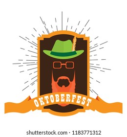 Oktoberfest label with an abstract hipster avatar