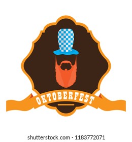 Oktoberfest label with an abstract hipster avatar