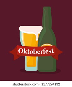 oktoberfest label with beer bottle