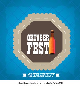 Oktoberfest label design with a beer bottle, Vector illustration