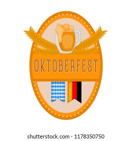 Oktoberfest label with ornaments and a mug icon