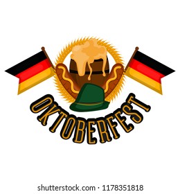 Oktoberfest label with a pair of flags of Germany