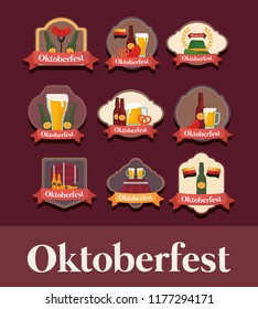 oktoberfest label with set icons