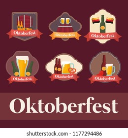 oktoberfest label with set icons