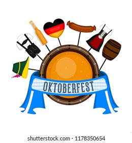 Oktoberfest label with traditional objects