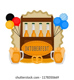 Oktoberfest label with traditional objects