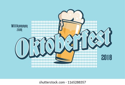 Oktoberfest label. Oktoberfest typography logo for greeting cards and banners. Welcome to Octoberfest 2018. Vector badge template