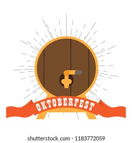 Oktoberfest label with a wooden beer barrel icon