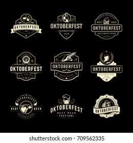 Oktoberfest labels, badges and logos set Beer festival celebrations text. Vector illustration. Good for Posters,Greeting Cards.