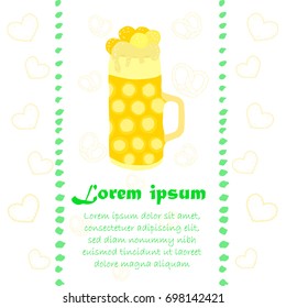 Oktoberfest Leaflet with Beer Mug and Outlined Sweets on the Background. Place for Sample Text. Vector EPS 10