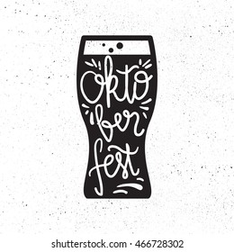 Oktoberfest Lettering. Beer festival handmade design element for badge, sticker, poster and print, t-shirt, apparel. Vector