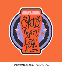 Oktoberfest Lettering. Beer festival handmade design element for badge, sticker, poster and print, t-shirt, apparel. Vector