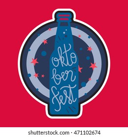 Oktoberfest Lettering. Beer festival handmade design element for badge, sticker, poster and print, t-shirt, apparel. Vector