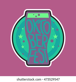 Oktoberfest Lettering. Beer festival handmade design element for badge, sticker, poster and print, t-shirt, apparel. Vector