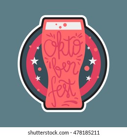 Oktoberfest Lettering. Beer festival handmade design element for badge, sticker, poster and print, t-shirt, apparel. Vector