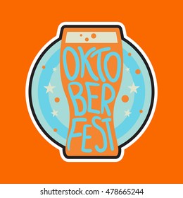 Oktoberfest Lettering. Beer festival handmade design element for badge, sticker, poster and print, t-shirt, apparel. Vector