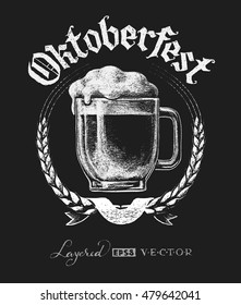 Oktoberfest lettering with beer glass