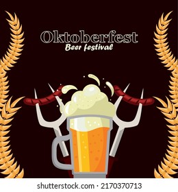 oktoberfest lettering with beer poster