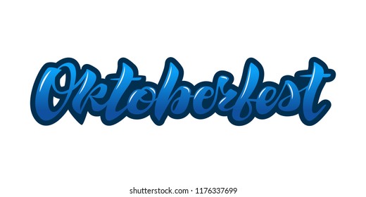 Oktoberfest lettering blue color design with an outline