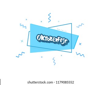 Oktoberfest lettering composition. Handwritten text with geometric banner. Vector illustration.