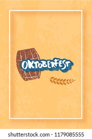 Oktoberfest lettering composition. Handwritten text with frame. Vector illustration.